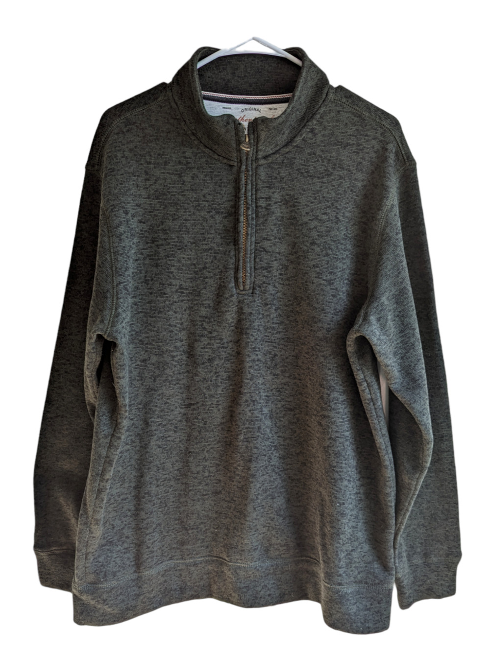 Original Weatherproof Vintage Dark Green Mens Quarter Zip Pullover Sweater XL